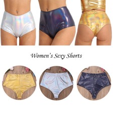 Women's Shiny Leather Hot Pants Metallic Booty Shorts Raves Dancing Clubwear