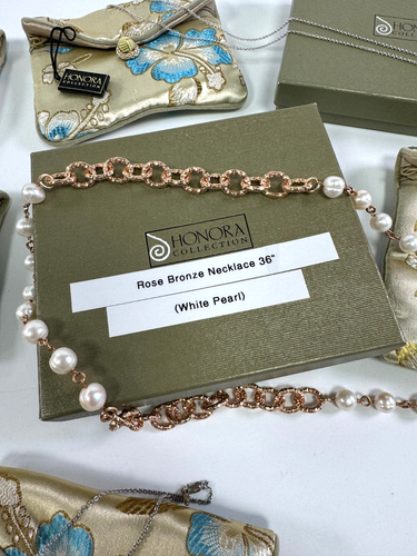 Honora Jewelry Lot Pearl Necklace Sterling Silver Boxed w/ Tag & Bags - Picture 5 of 6