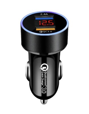 Premium Dual USB Port Car Cigarette Lighter Socket LED Voltmeter 12V Car Truck