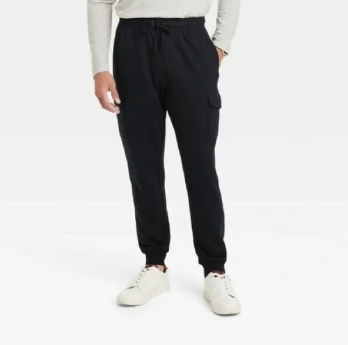 NWT Goodfellow & Co Men's XXL Black Tech Cargo Jogger Pants Drawstring Waist