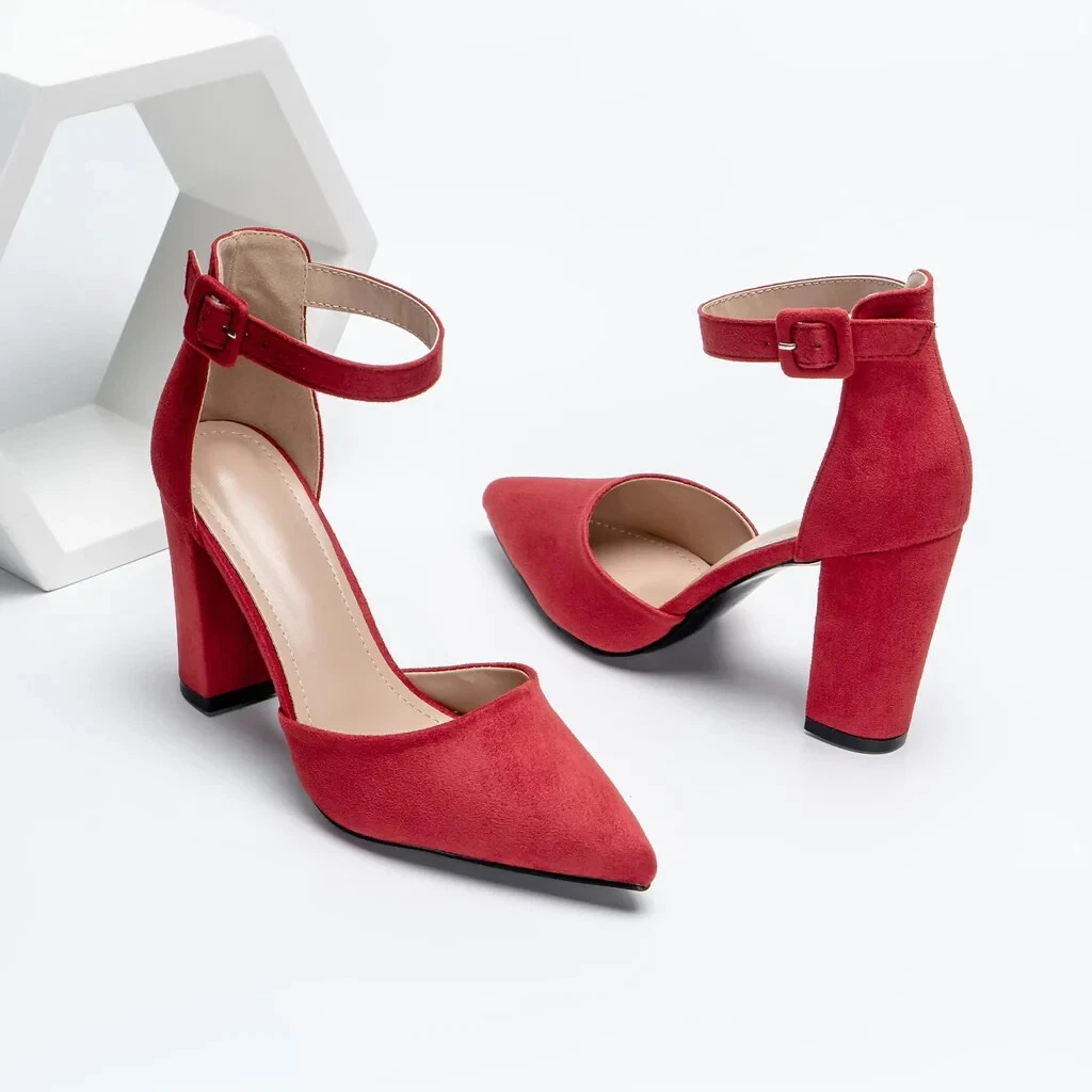 Velvet chunky heel sale