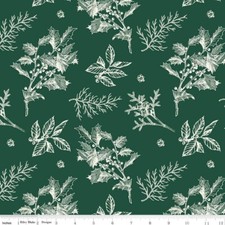 1/4 Yard 9x42 Riley Blake "Old Fashioned Christmas" Sprigs Forest Green Cotton