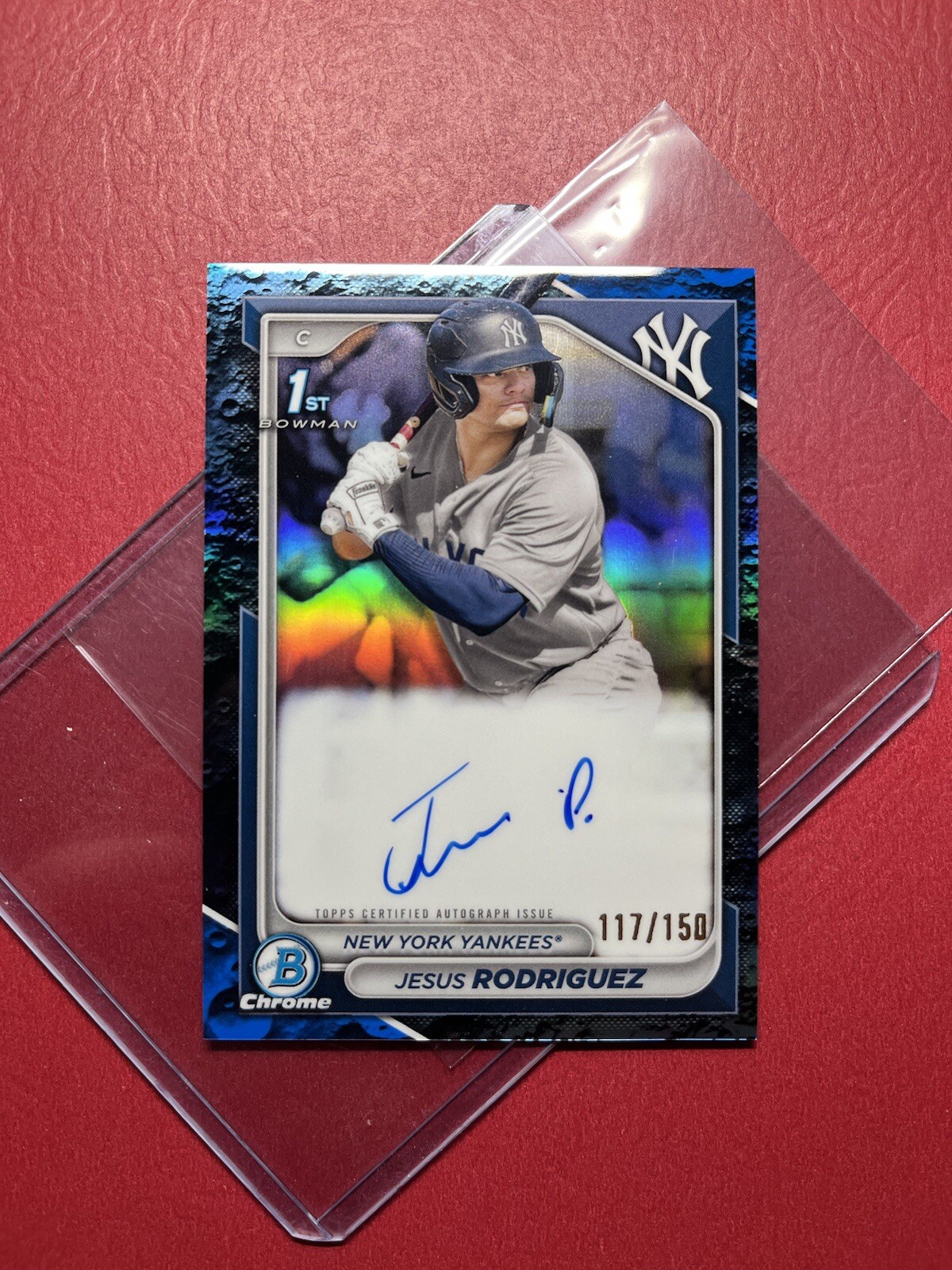 2024 1st Bowman Chrome Prospect Jesus Rodriguez Auto Blue Lunar /150 Yankees
