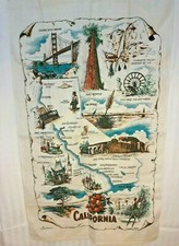 Vintage Kay Dee California Souvenir Linen Dish Tea Towel ~Made in USA~ EUC
