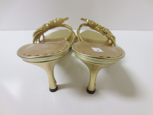 Women's Enzo Angiolini Eaaniko 8M Gold Formal Slipper Bow Shoes Sandals NEW - Picture 4 of 7