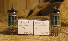 Matched Pair JAN Sylvania 5814A 12AU7 Tubes Long Gray Plates Halo Getter 2