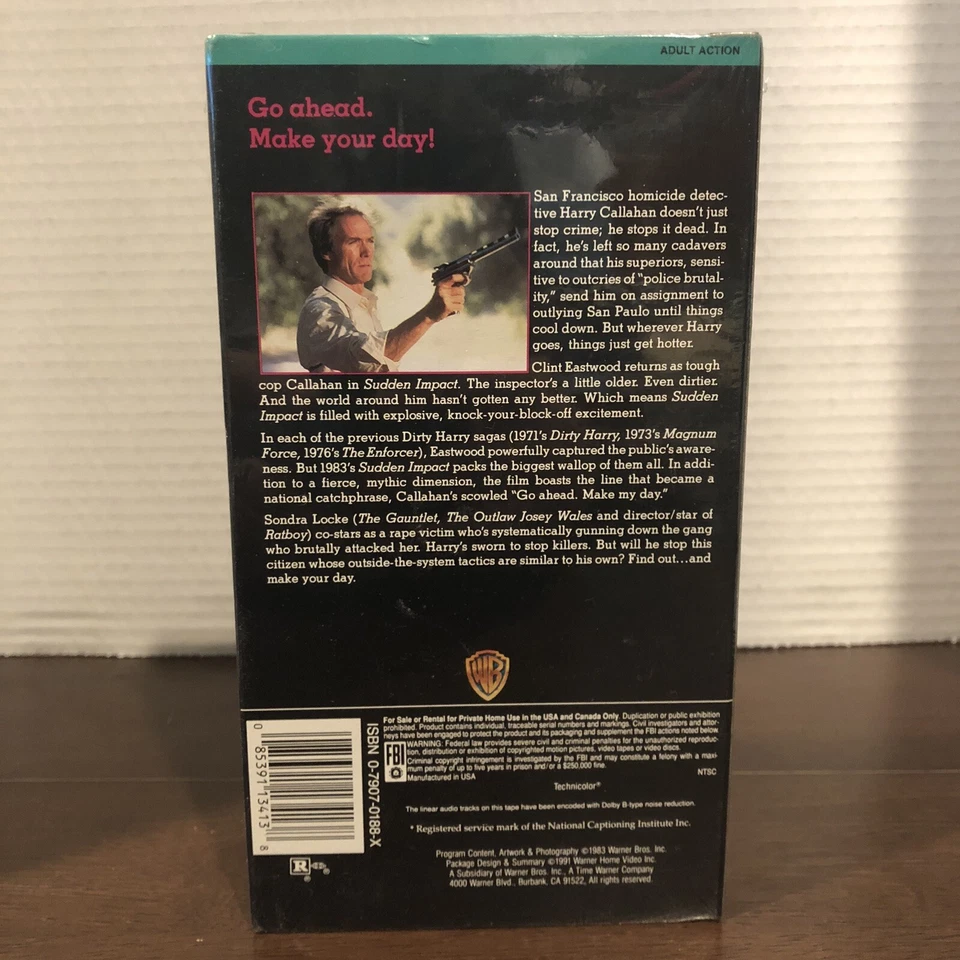 SUDDEN IMPACT VHS Tape Clint Eastwood Dirty Harry 4 Movie 1983 Sealed OOP NTSC - Image 2 of 4
