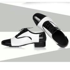 Mens Latin Waltz Tango Dance Shoes PU Leather Dancing Shoe Low Heel Fashion New