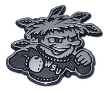 wichita state university shockers logo shiny chrome auto emblem usa made