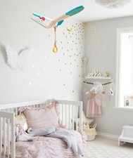 ANTHROPOLOGIE WOODEN BABY STORK MOBILE -NIB- GIVE WINGS TO THE LITTLE ONE  S ROOM