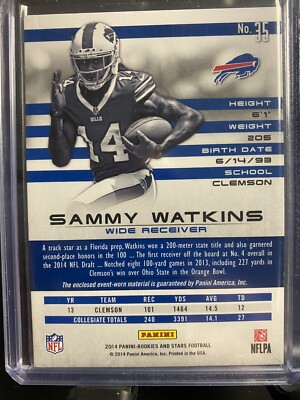 2014 Panini Rookies Stars Materials Patch Sammy Watkins #35