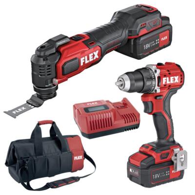 Flex 18 Volt Akku Bohrschrauber DD 2G 18.0-EC LD, MT 18.0-EC, 2 Akkus 5,0 Ah