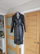 Oasis Long Real Leather Jacket/coat Size Uk 10