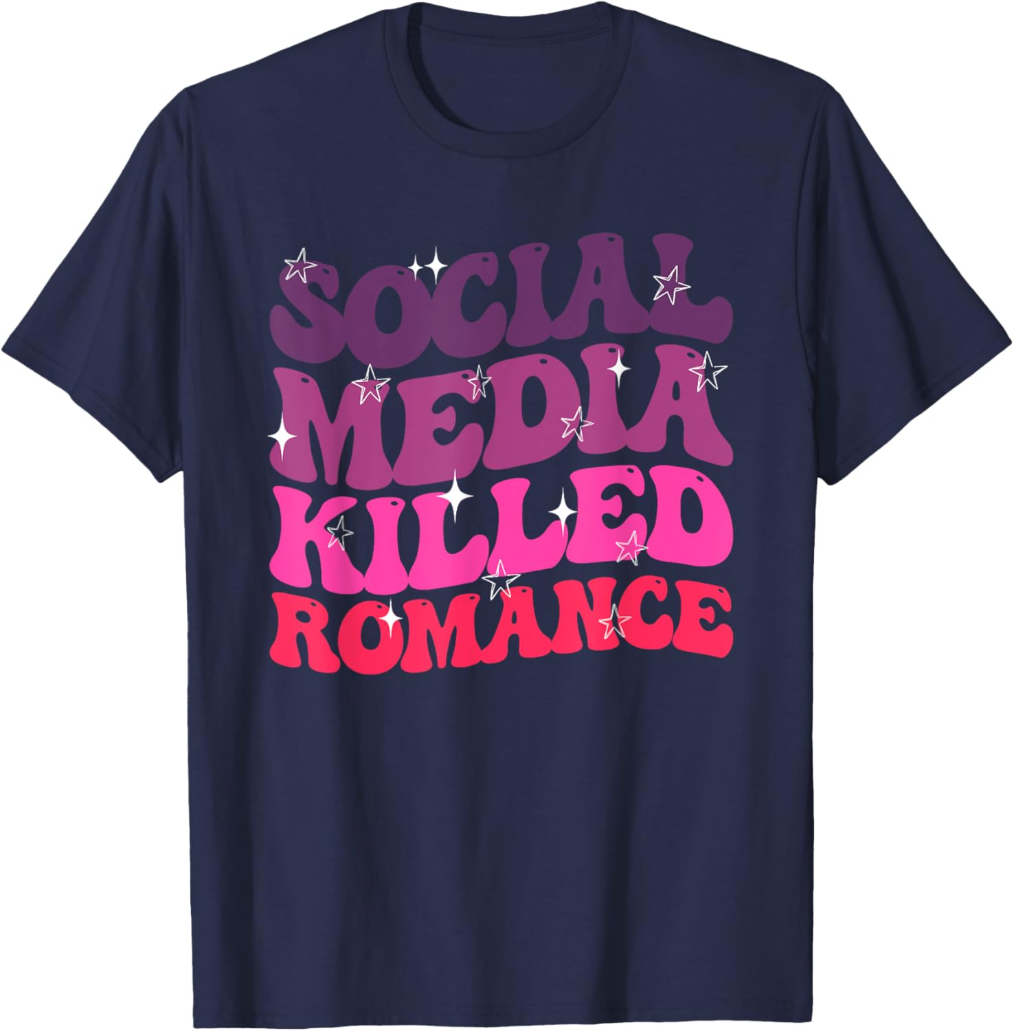 Groovy Social Media Killed Romance Retro Purple Youth Style Sweatshirt T-shirt