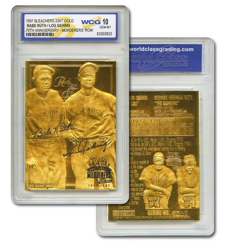 YANKEES MURDERERS' ROW * BABE RUTH / LOU GEHRIG * 23KT GOLD CARD - GEM-MINT 10 - Picture 1 of 3