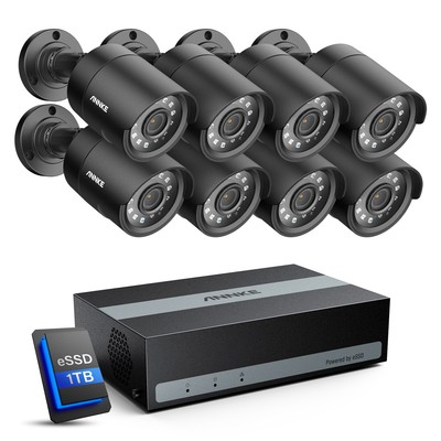 ANNKE 8CH 5IN1 5MP Lite 1TB eSSD DVR 1080P Security Camera System AI Motion IP66