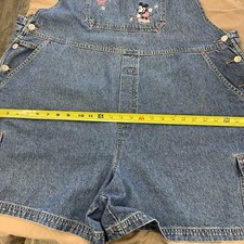VTG Disney Mickey Unlimited Jerry Leigh Embroidered Denim Overall Shorts 22W/24W