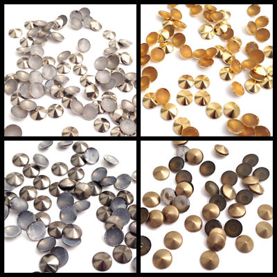 Various Colours & Size Iron on Hot Fix Round Top Pointed Nail Head Studs