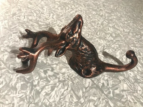 Brushed Brass Style Deer Buck Mounted Towel Hat Rack Hook Hanger Brand New - Picture 7 of 8