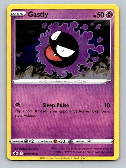 2021 Pokemon Card Chilling Reign Gastly 55/198