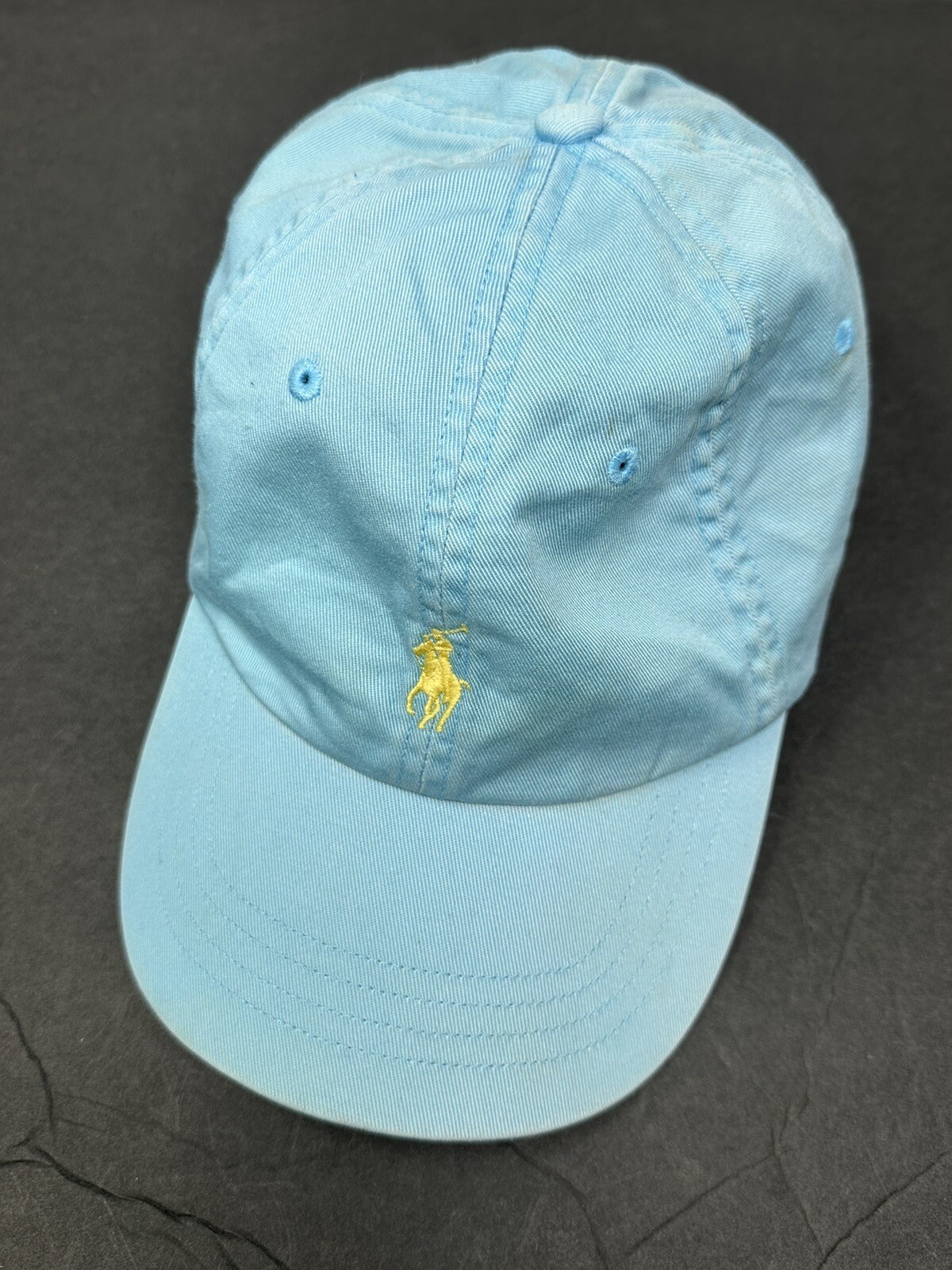 Cappello vintage anni 90 Polo Ralph Lauren berretto streetwear pony preparazione blu SPELLOUT schiena