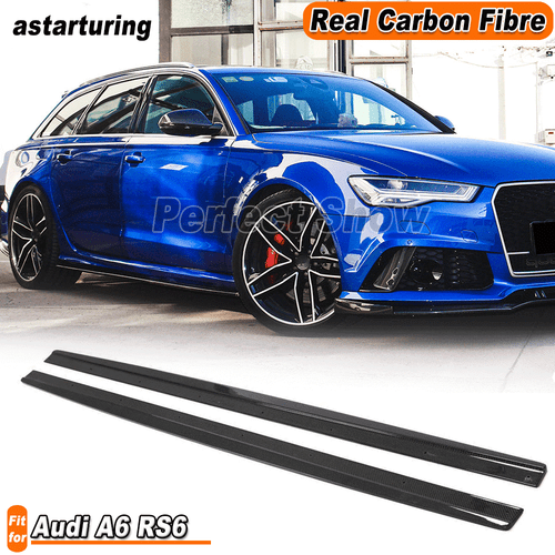 Fit For Audi A6 RS6 C7 13-18 Real Carbon Fiber Side Skirts Extension Lip Spoiler - Bild 1 von 12