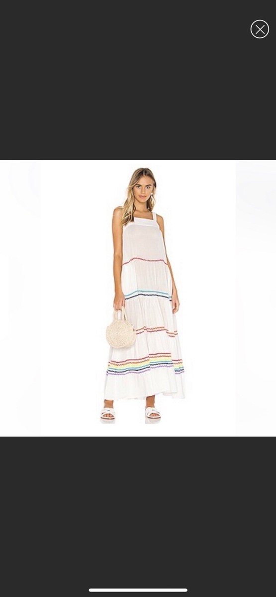9Seed Womens Size S Tiered Maxi Dress Rainbow Ric Rac Beach Resort Wear