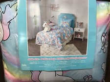 JUSTICE UNICORNS  RAINBOWS TWIN BED IN A BAG SET SUPER CUTE BRIGHT WOW 