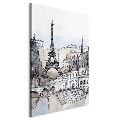 Paris Zeichnung Eiffelturm VLIES LEINWAND DEKO BILDER WANDBILD XXL WOHNZIMMER