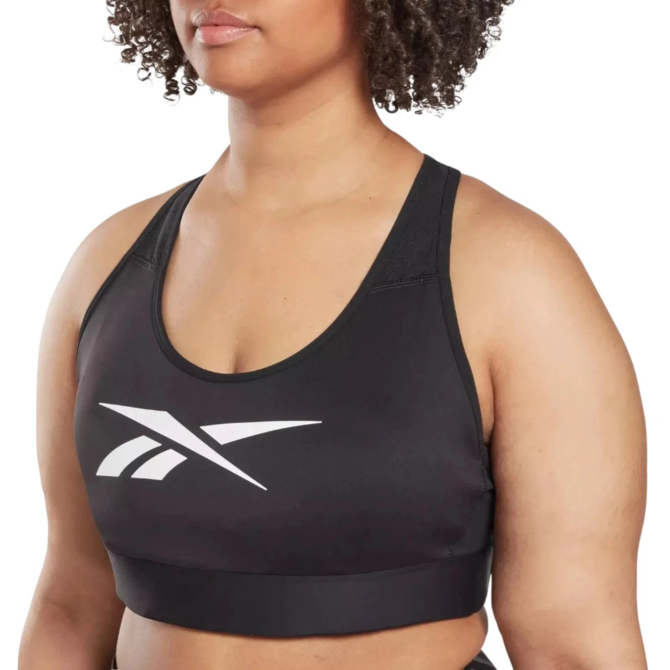 Sujetador deportivo REEBOK Lux Vector impacto medio espalda deportiva talla grande 1X azul entrenamiento Foto 3 de 4