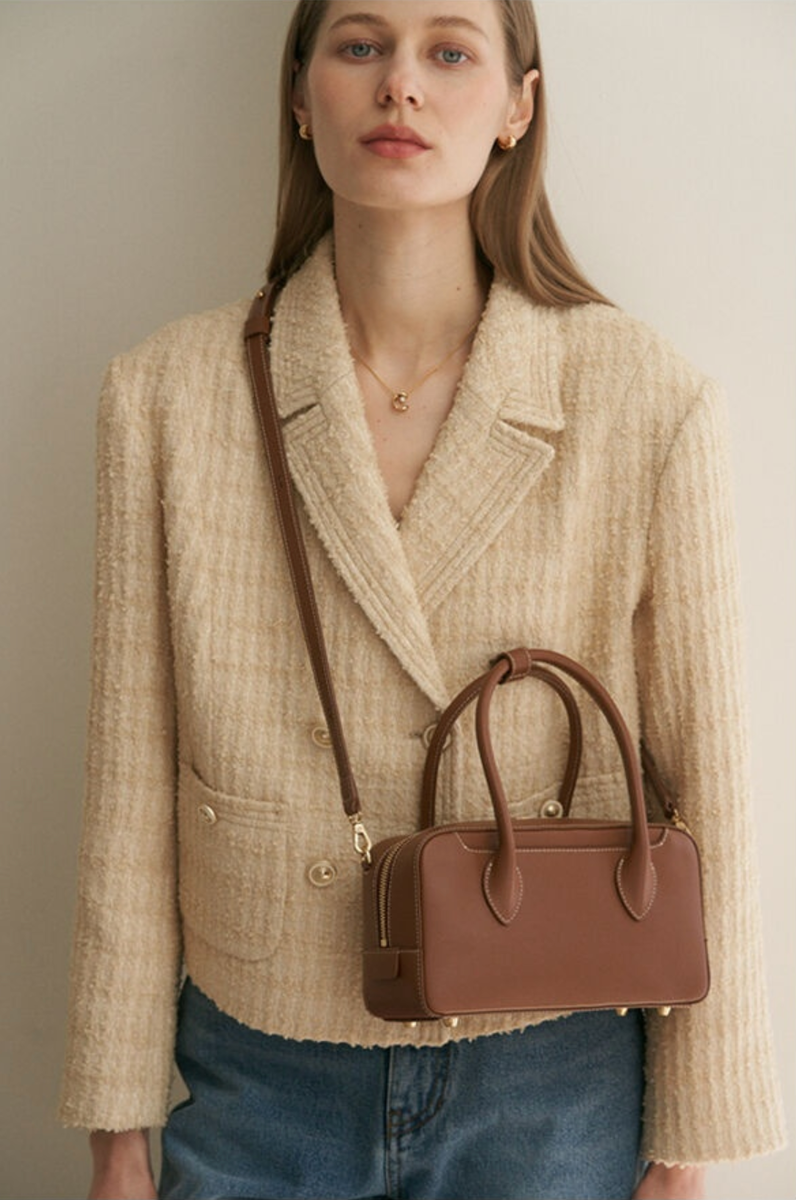 Demeriel Bowling Bag Medium [Tan Brown] Brand New, Authentic