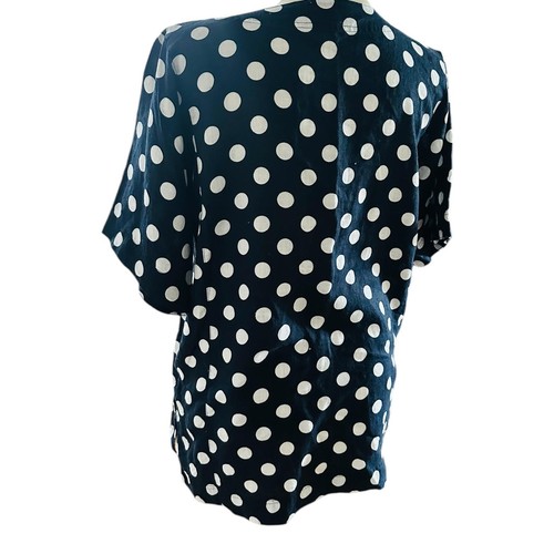 DAVID JONES 100% Pure Linen Navy Blue Spotty Short Sleeve Top Size XL/16 - Picture 4 of 4