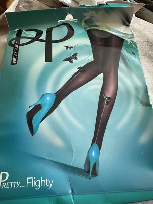 PrettyPolly Pretty Flighty Butterfly Thigh High Stockings Boxed New Sheer Black