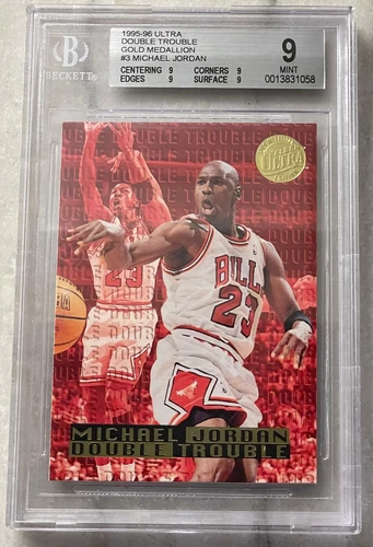 1995-96 ULTRA MICHAEL JORDAN DOUBLE TROUBLE GOLD MEDALLION #3 BGS 9