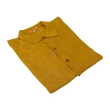 Mens Stacy Adams Italian Style Knit Woven Shirt Short Sleeves 71010 Gold
