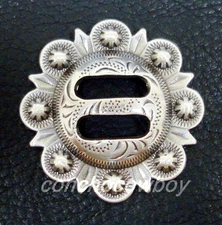 WESTERN HORSE SADDLE HEADSTALL TACK ANTIQUE SLOTTED BERRY CONCHOS 1-1/2"