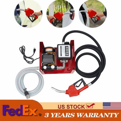 110V Electric Fuel Transfer Pump 550W-60L/Min W/Nozzle Meter Fit Oil Fuel Diesel