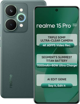realme 15 Pro 5G (Green 8GB RAM, 256GB) Snapdragon 7 Gen 4 Global Version.