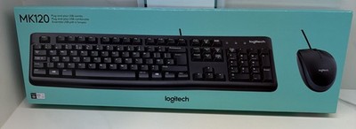Logitech MK120 Kabelgebundene Tastatur & Optische Maus Combo Set Neu