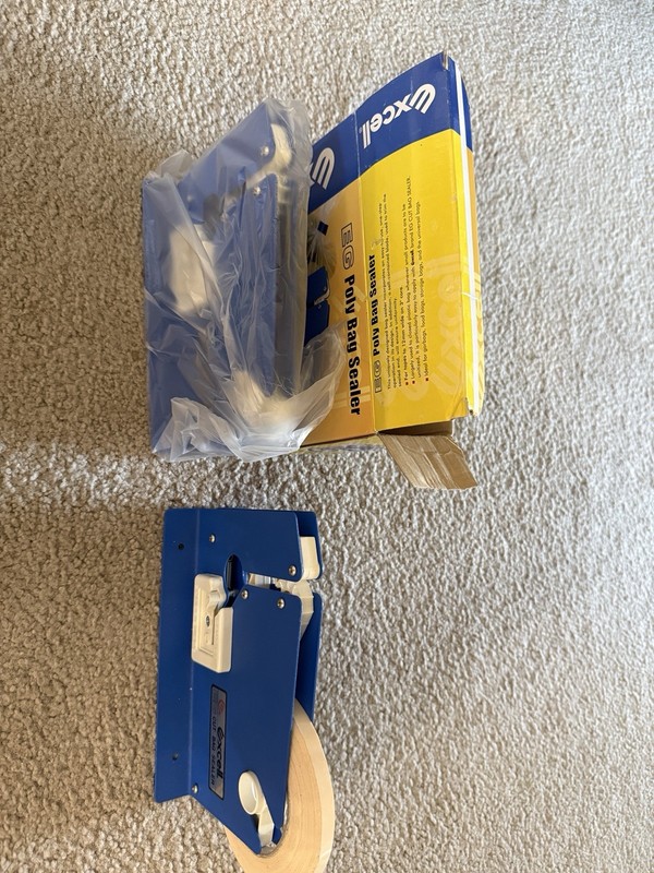 Excell 605K EG Poly Bag Sealer Tape Dispenser with trimmer, Blue EX-605K qty 2