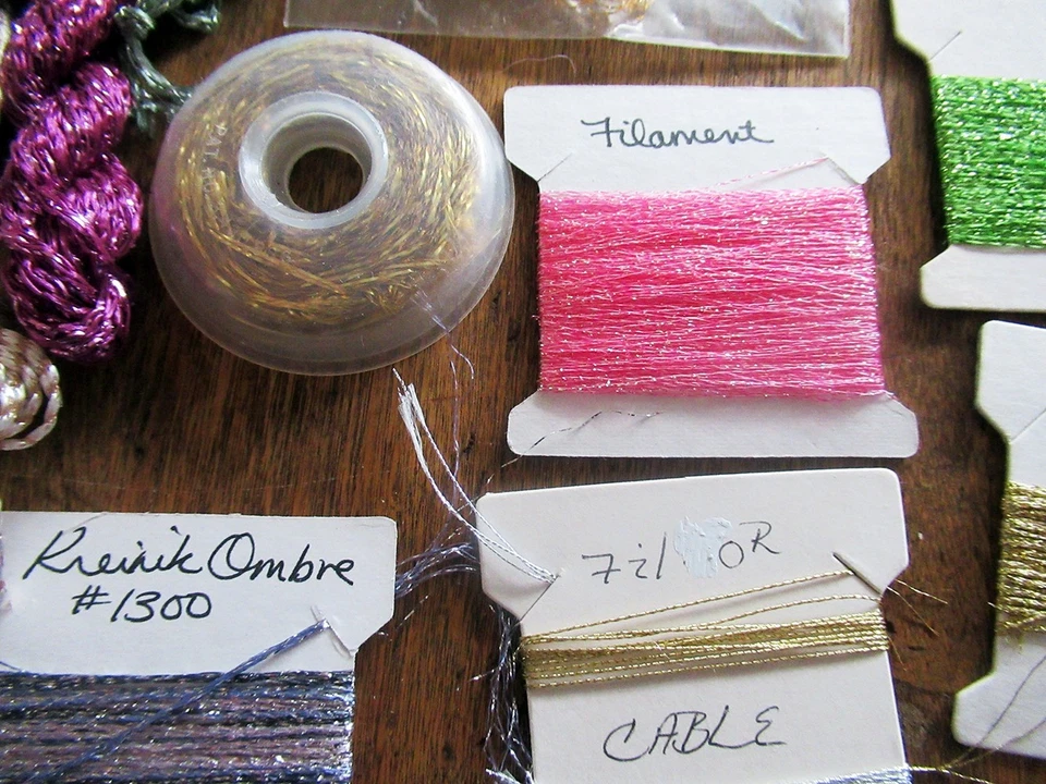 LOT of vintage metallic threads Needlepoint Embroidery assorted colors & weights - Image 3 of 4