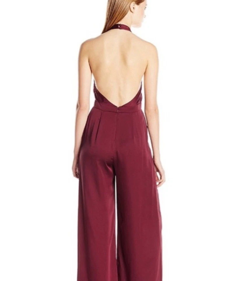 Macacão de cetim borgonha tamanho 8 Jill Stuart perna larga novo sem etiquetas - Imagem 2 de 4