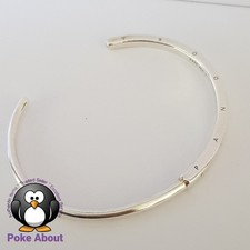 Authentic PANDORA Signature I-D Open Cuff Silver Bangle 599493C00 Size 1 - Small