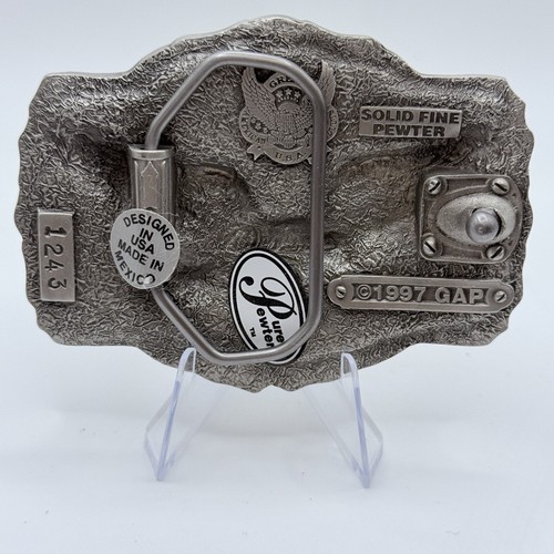 Cowboy Eagle Belt Buckle Western Biker Cowgirl Patriot Vtg 90s GAP Solid Pewter - Picture 5 of 8
