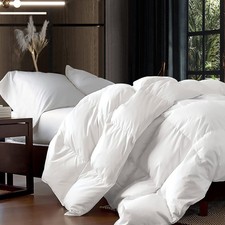 Comforter King 120 x98 Goose Down 80oz White Egyptian Cotton Baffle Box Palatial