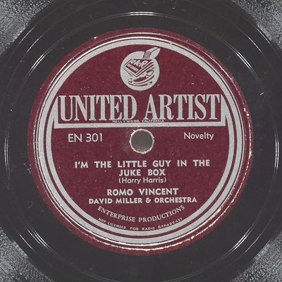 ROMO VINCENT I'M The Little Guy In The Juke Box UNITED ARTIST EN 301 VG 78 10''
