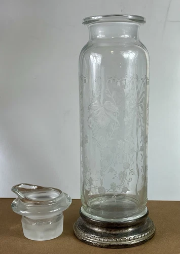 Heisey ORCHID 2 Piece Glass Cocktail Shaker w STERLING SILVER Base - READ* - Picture 6 of 11