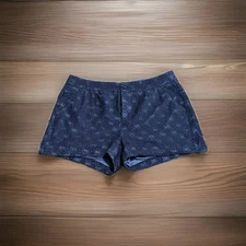 Women Lauren Conrad LC  Size 8 Mid Rise Blue Lace Overlay Linen,  Pockets EUC