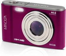 Minolta MND20 Digital Camera Magenta 44MP 2.9" LCD Display 16X Digital Zoom