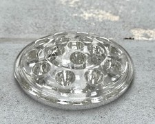 Vtg Clear GLASS Round FROG FLOWER HOLDER 16 Holes Heavy Domed 5.25  